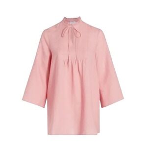 Harshman NEW Aras Linen Tunic Dress Soft Pink Split-Neck Bell Sleeve Size Medium